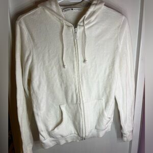 White Tommy Hilfiger Zip Up Size M Towel Terry Material, Excellent Condition